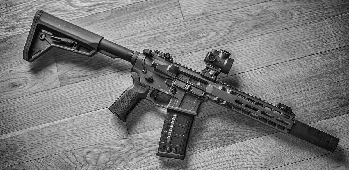 Suppressed 300 Blackout AR-15 rifle